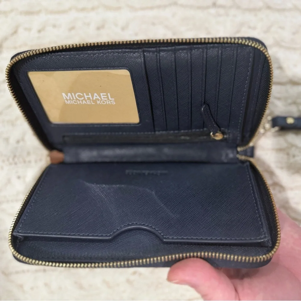 Michael Kors Accordion Zip Around Wallet Wristlet with Gold Hardware